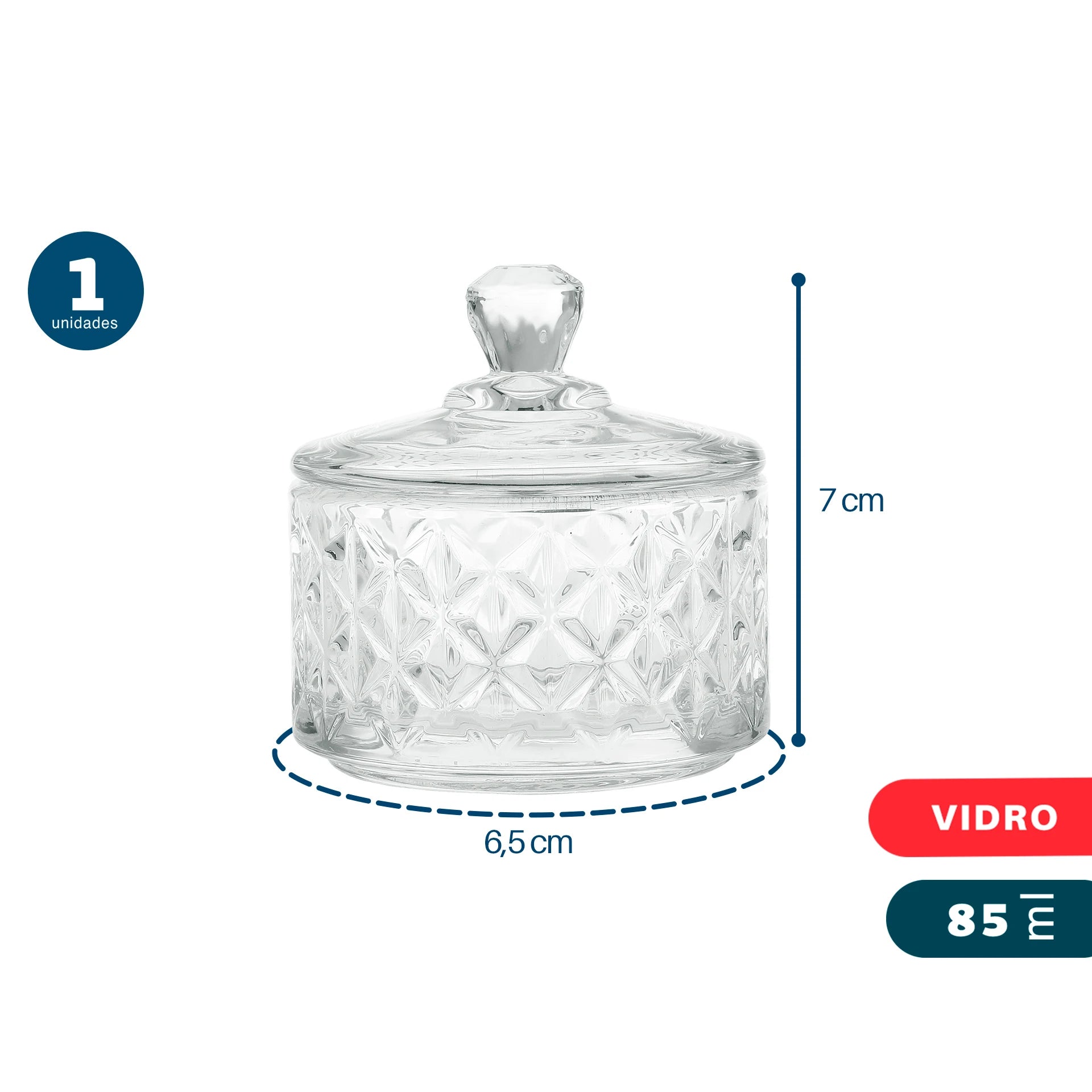 Baleiro De Vidro Diamante 85ml- Dolce Home