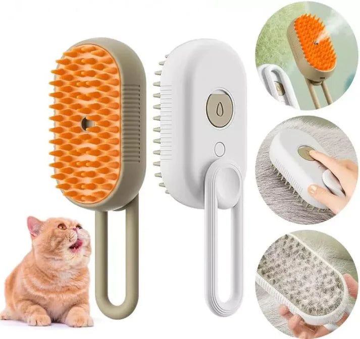 Escova A Vapor Para Gatos Cães 3 Em 1 Escovas Elétricas De Pêlos Pentes De Massagem Animais De Estimação Remoção