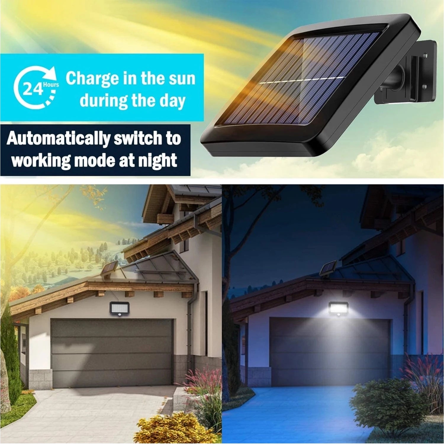 Luminária Solar  Led Luz de Jardim de Parede com Sensor de Presença com 3 Funções